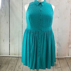 Plus Size Torrid Teal Heart Print Midi Dress
